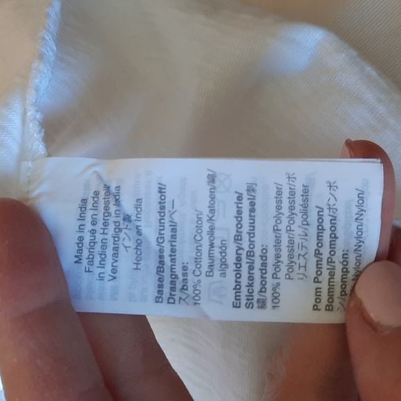 J. Crew White Eyelet Flutter-Sleeve Top with Pom-Pom Trim Small - Picture 7 of 7